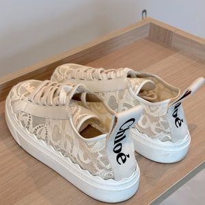 CHLOE lace nude Sneaker size 6